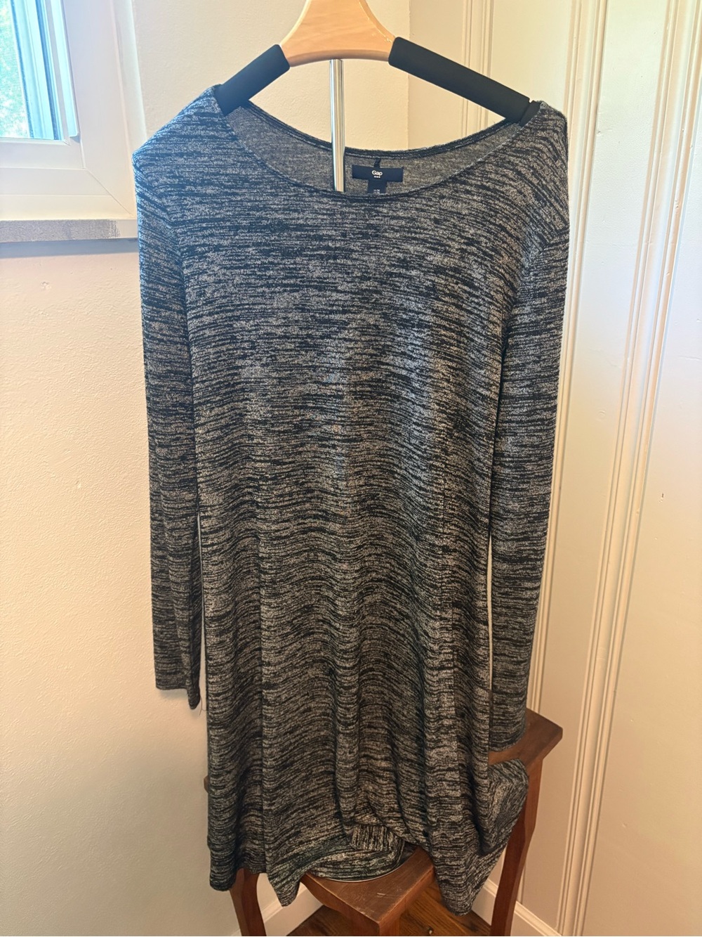 GAP Long Sleeve Gray Space-Dye Swing Dress